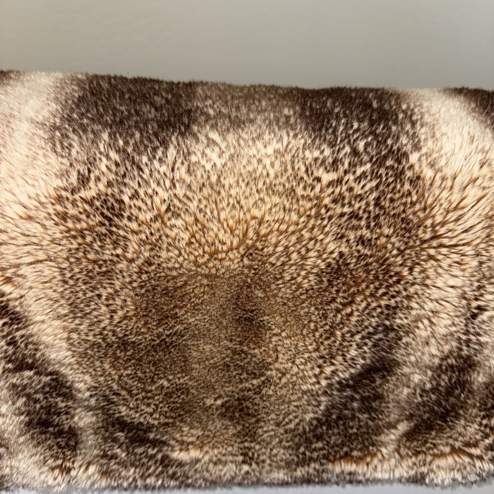 Pottery Barn Large Faux Fur Pillow Sham Cover 18"x18" Brown Taupe Zip‎ Single